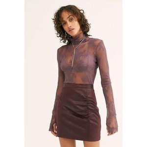Free People Rumi Ruched Suede Mini Skirt